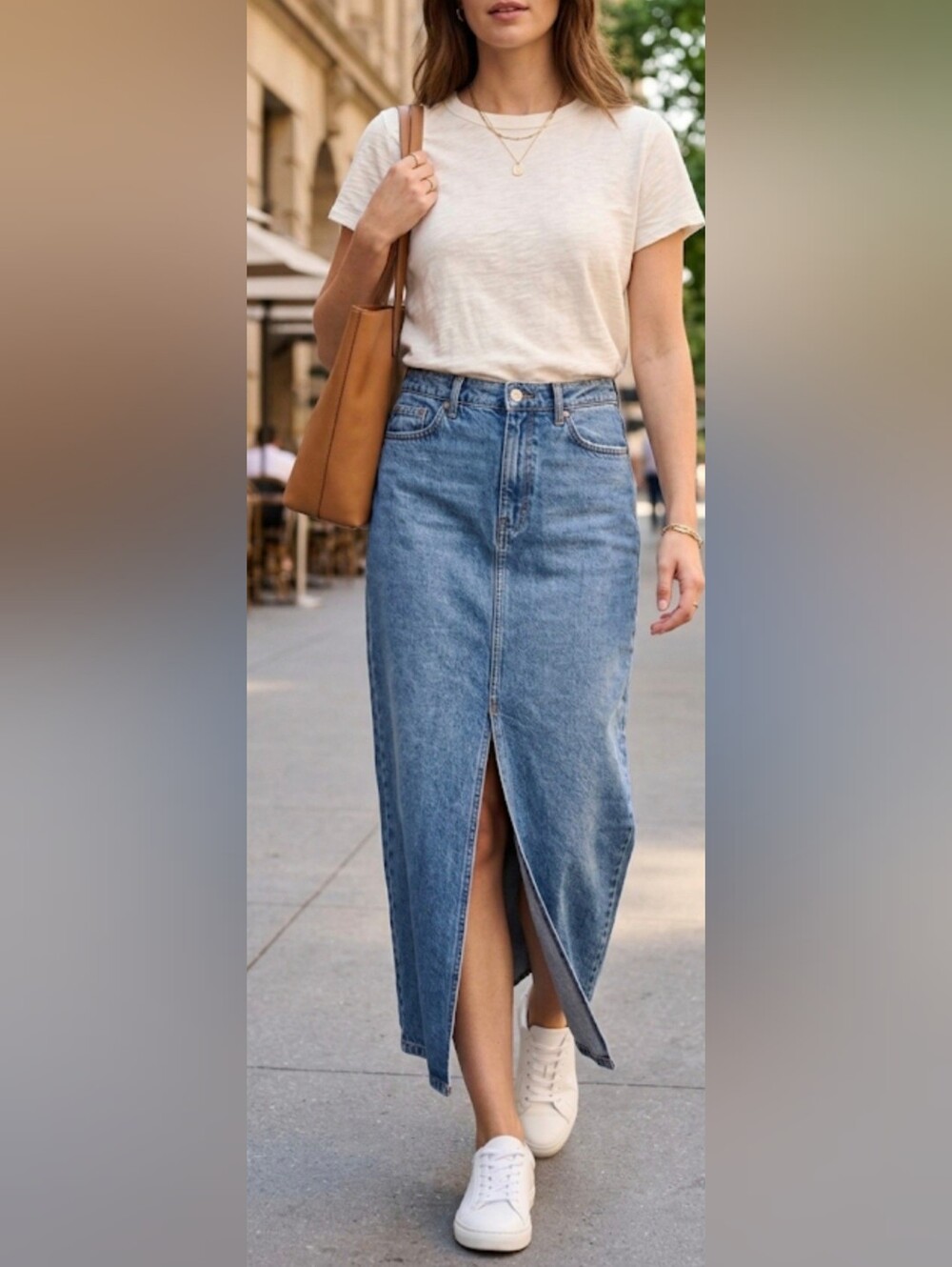 GAP Denim Maxi Skirt in Light Blue Wash